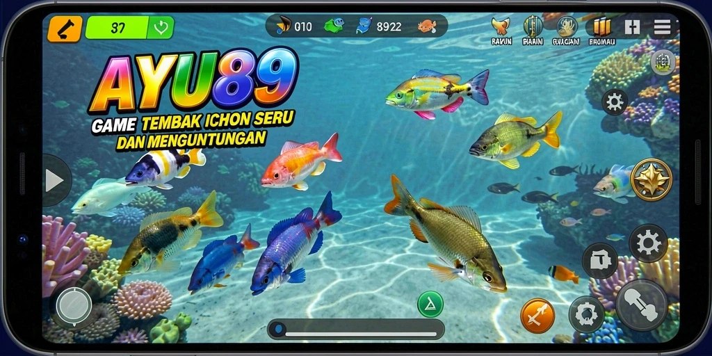 Tampilan seru dari gameplay AYU89 menembak ikan.