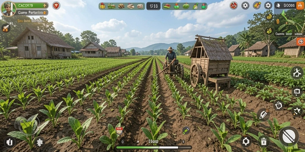 Tampilan gameplay <strong>CACOR78</strong> yang menawan dalam dunia pertanian.