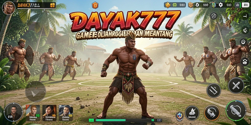 Screenshot utama DAYAK777 menampilkan aksi seru dalam pertandingan olahraga.