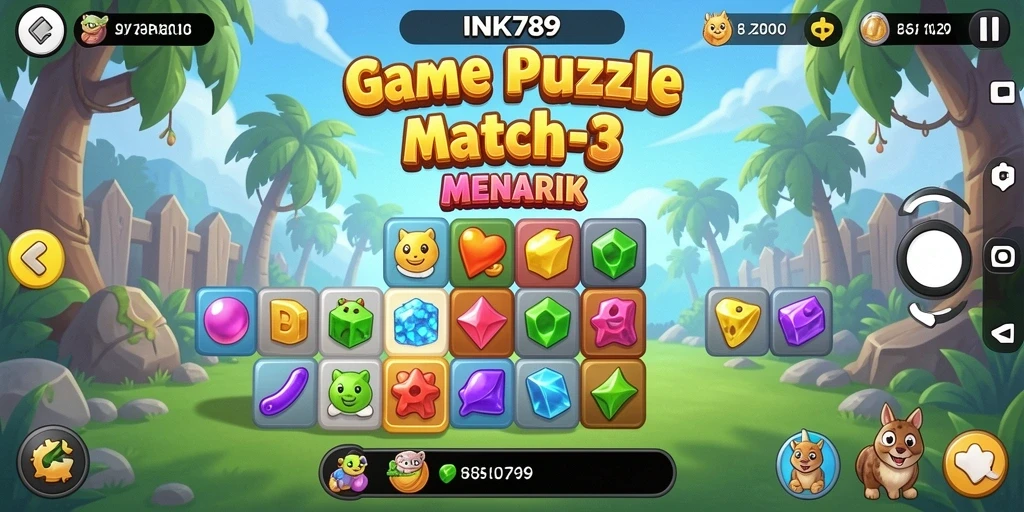 Screenshot gameplay INK789 menunjukkan keseruan mencocokkan elemen.