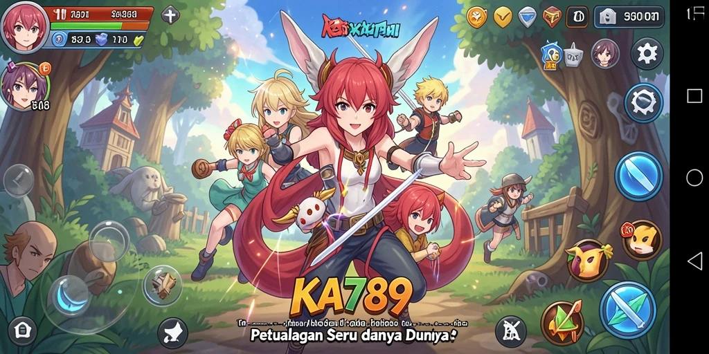 Tampilan gameplay KA789 dengan karakter anime yang beraksi.