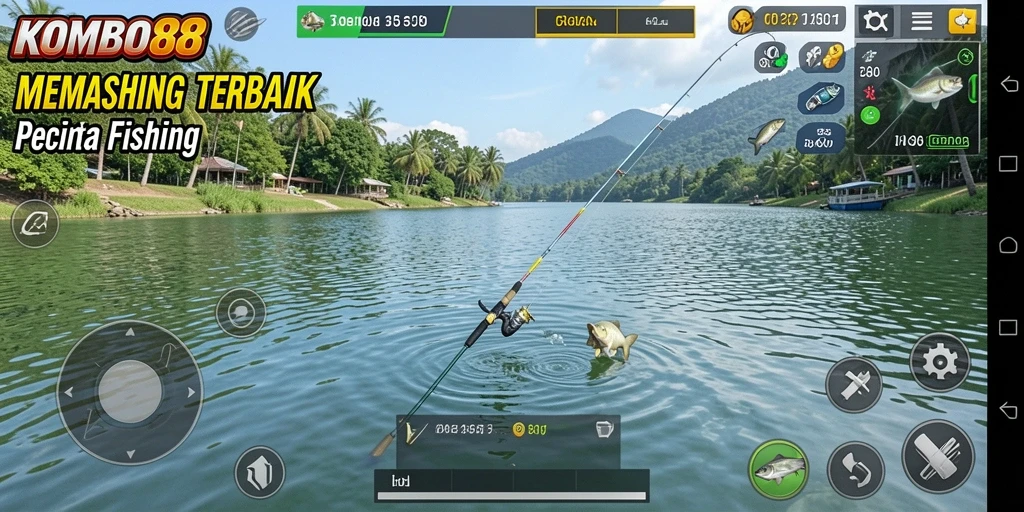 Tampilan menakjubkan dari gameplay KOMBO88 saat memancing.
