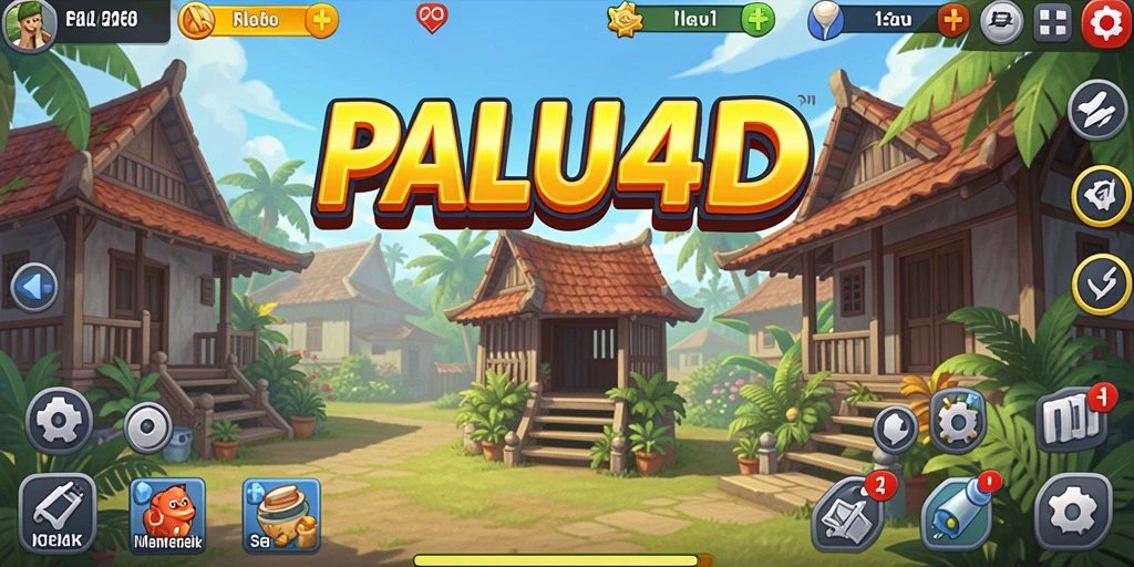 Tangkapan layar gameplay PALU4D dengan karakter aktif mengumpulkan sumber daya.