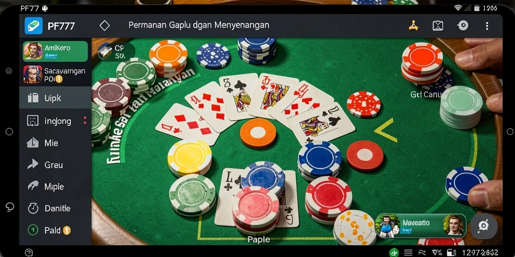 Tampilan seru dari gameplay Gaple di PF777 dengan teman-teman.