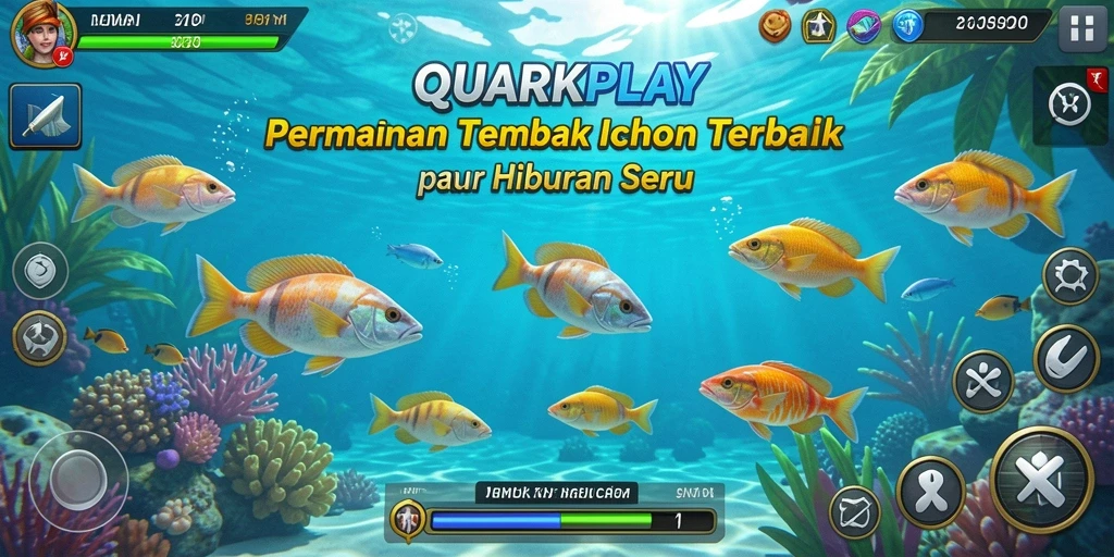 Screenshot gameplay QUARKPLAY dengan aksi tembak ikan yang seru.