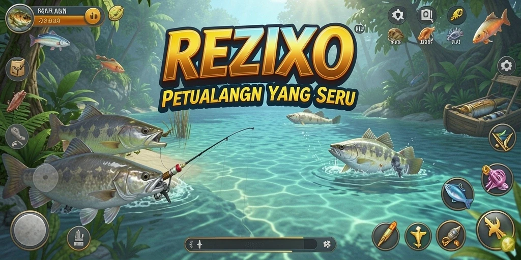 Tangkapan ikan yang mengesankan dalam gameplay REZIXO.