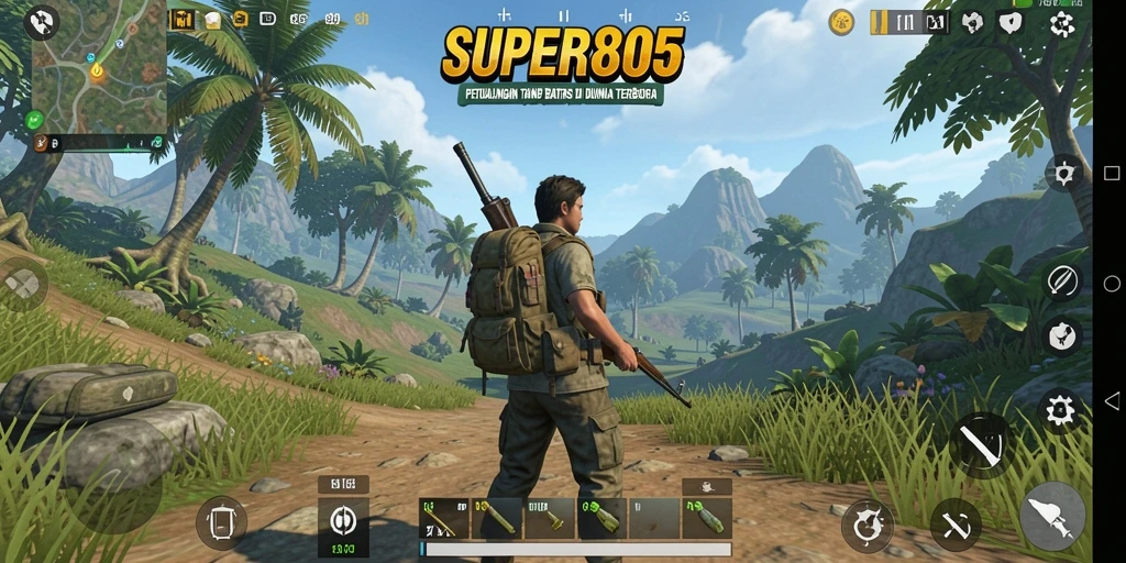 Tangkapan layar gameplay <strong>SUPER805</strong> di dunia terbuka yang menakjubkan.