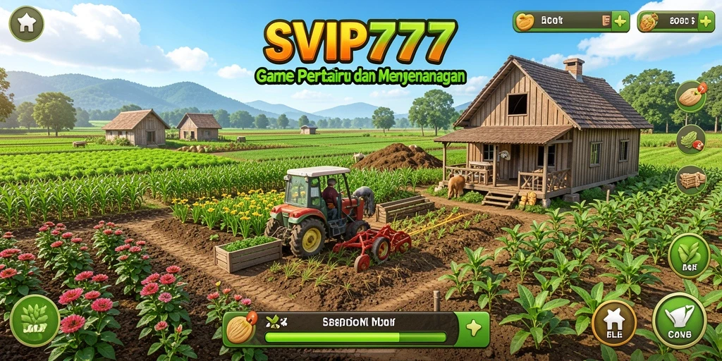 Screenshot gameplay SVIP777 menunjukkan aktivitas bertani yang seru dan menantang.