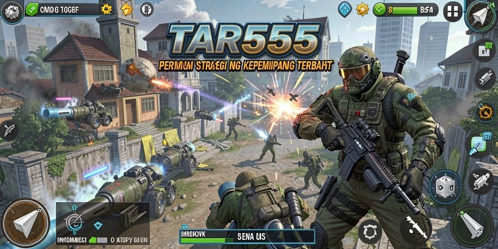 Tangkapan layar TAR555 menampilkan pertempuran strategi yang seru.