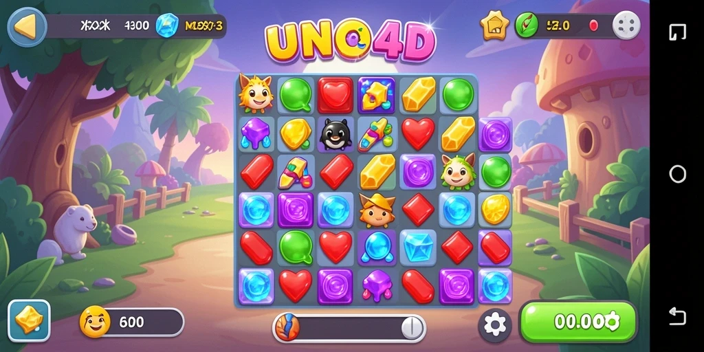 Tampilan gameplay seru dan warna-warni dari UNO4D.