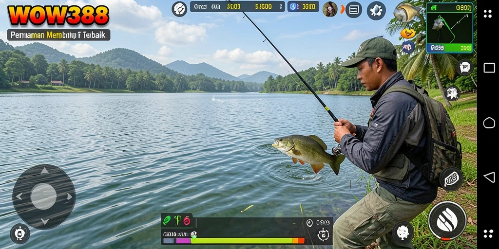 Screenshot dari gameplay WOW388 menampilkan pengalaman memancing yang seru.