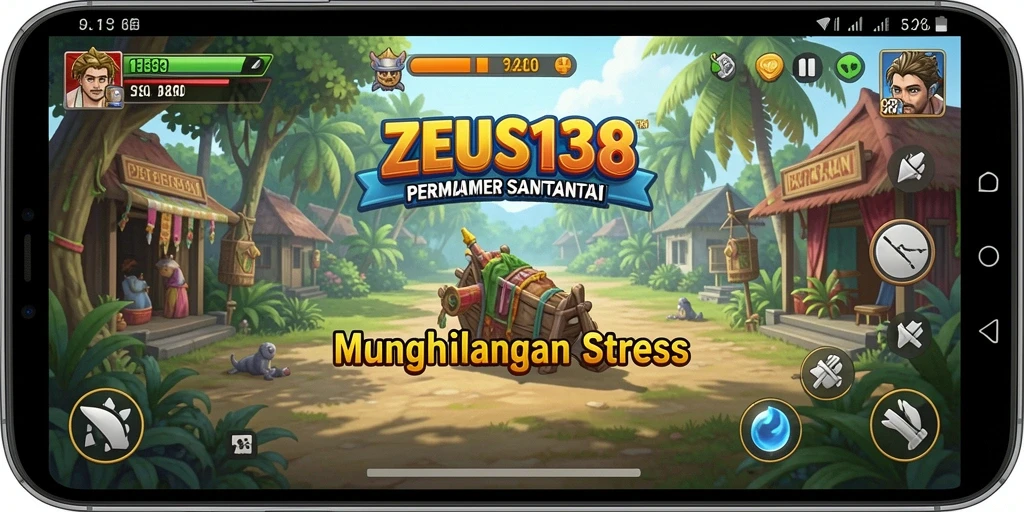 Screenshot gameplay ZEUS138 yang menunjukkan aksen warna-warni dan tantangan yang menyenangkan.